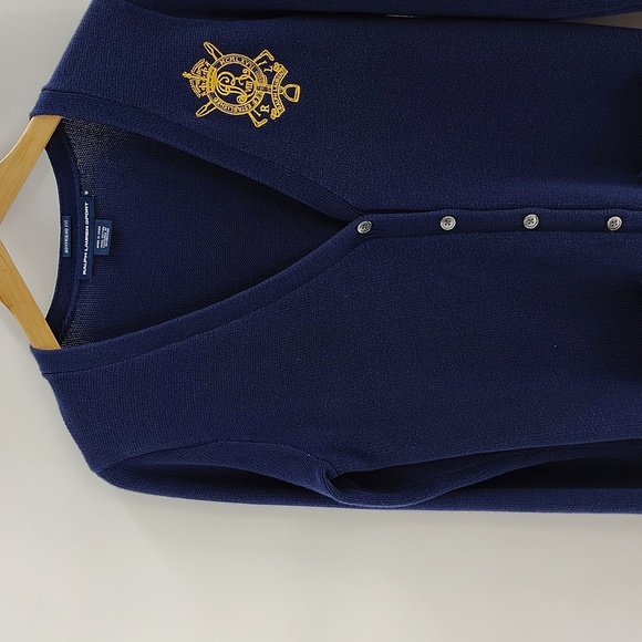 Ralph Lauren Sport Unique Boyfriend N1529 Sweater Cardigan Medium Blue V-neck - Picture 2 of 6